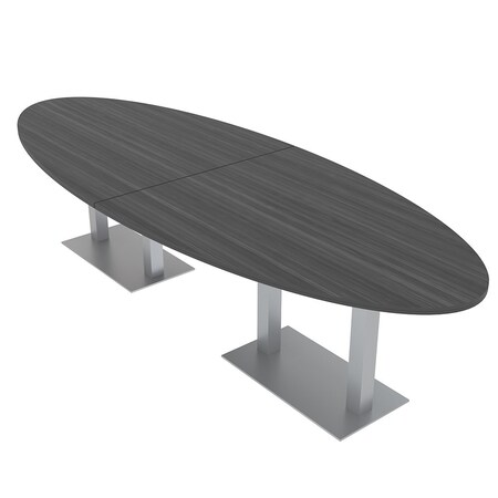 Skutchi Designs 45 in W, 120 in L, 29 in H, Engineered Wood Top, Grey HAR-OVAL-46X119-DOU-ASIANNIGHT